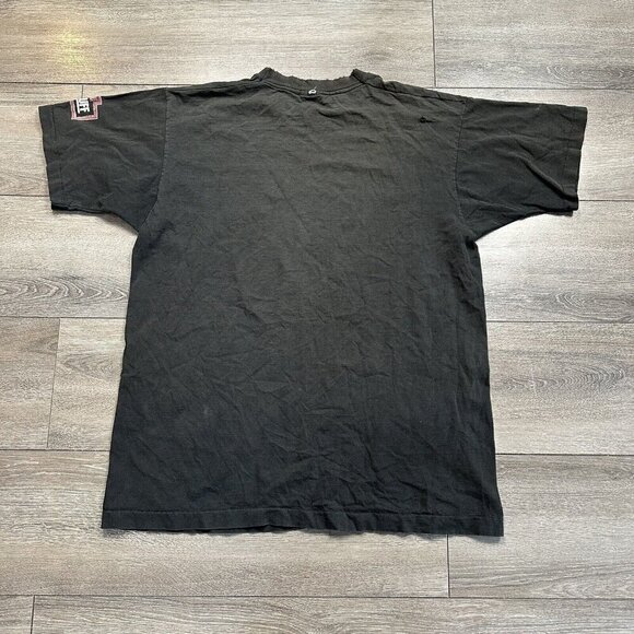Vintage 90s Budweiser NFL Distressed T Shirt Size XL Black C.G.W 1993 - Picture 2 of 11